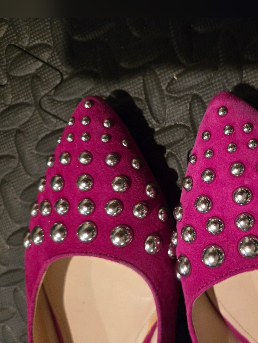 Nine Wesr Women's Studded Pointed Toe Flats - Magenta